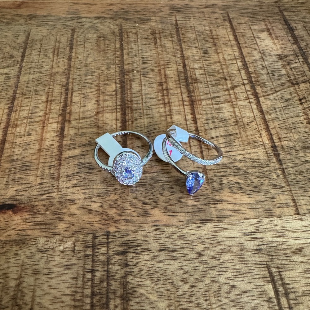 💜 Set of  2 Light Tanzanite and Cubic Zirconia Rings RBP